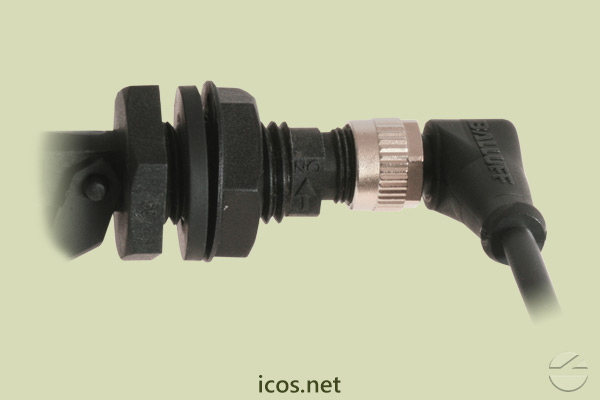 M12 angled female Plug Connector 5m PUR cable with Eicos Level Switch